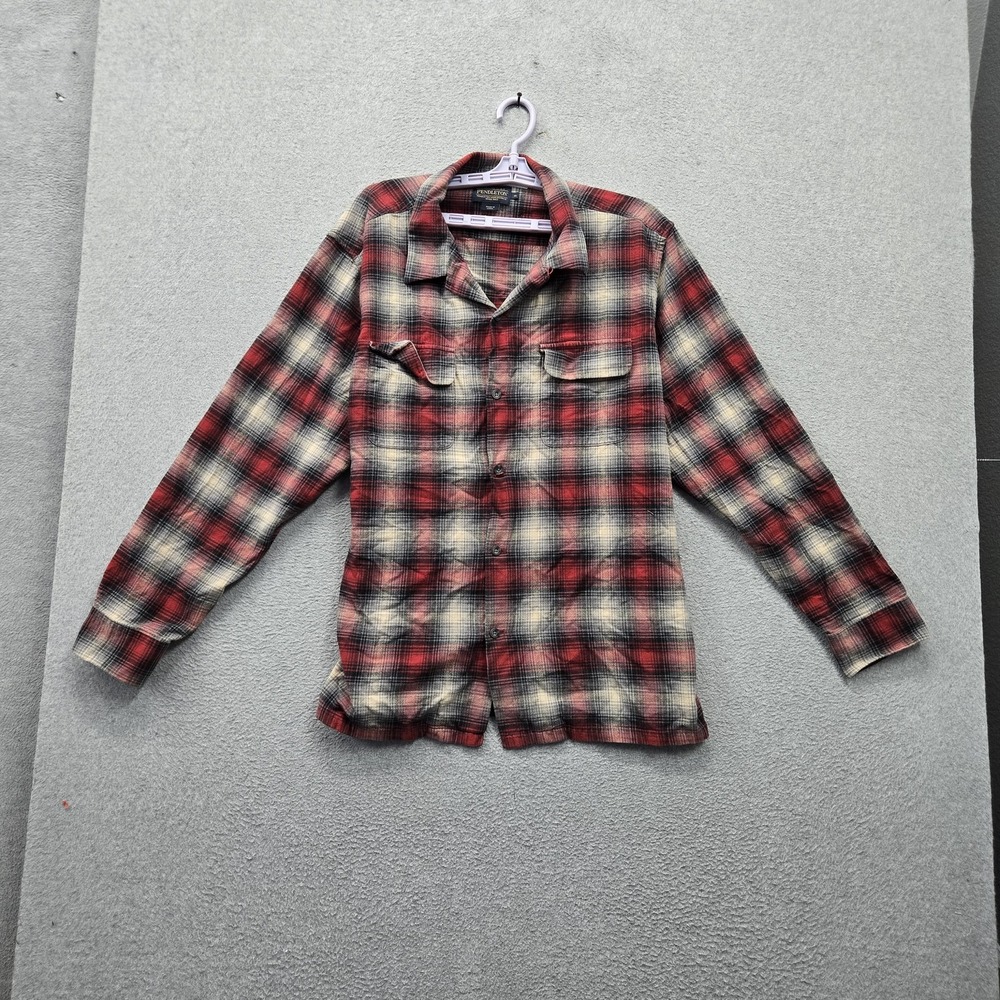 Pendleton Men Button Up Shirt XL Red Plaid Wool Blend Board Flannel Shirt Work